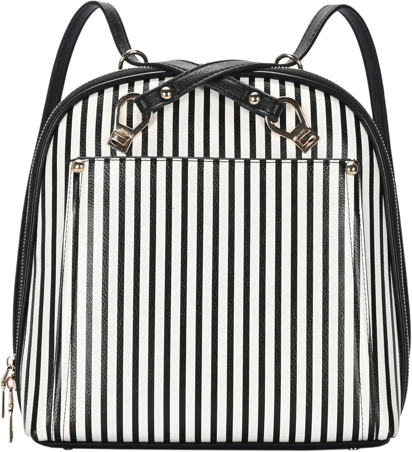Miztique - The Daisy Convertible Backpack Purse for Women (White Stripe) | Soft Vegan Leather Shoulder Strap Bag or Convertible Backpack | 10.5in x 4in x 11.5in |