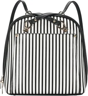 Miztique - The Daisy Convertible Backpack Purse for Women (White Stripe) | Soft Vegan Leather Shoulder Strap Bag or Convertible Backpack | 10.5in x 4in x 11.5in |