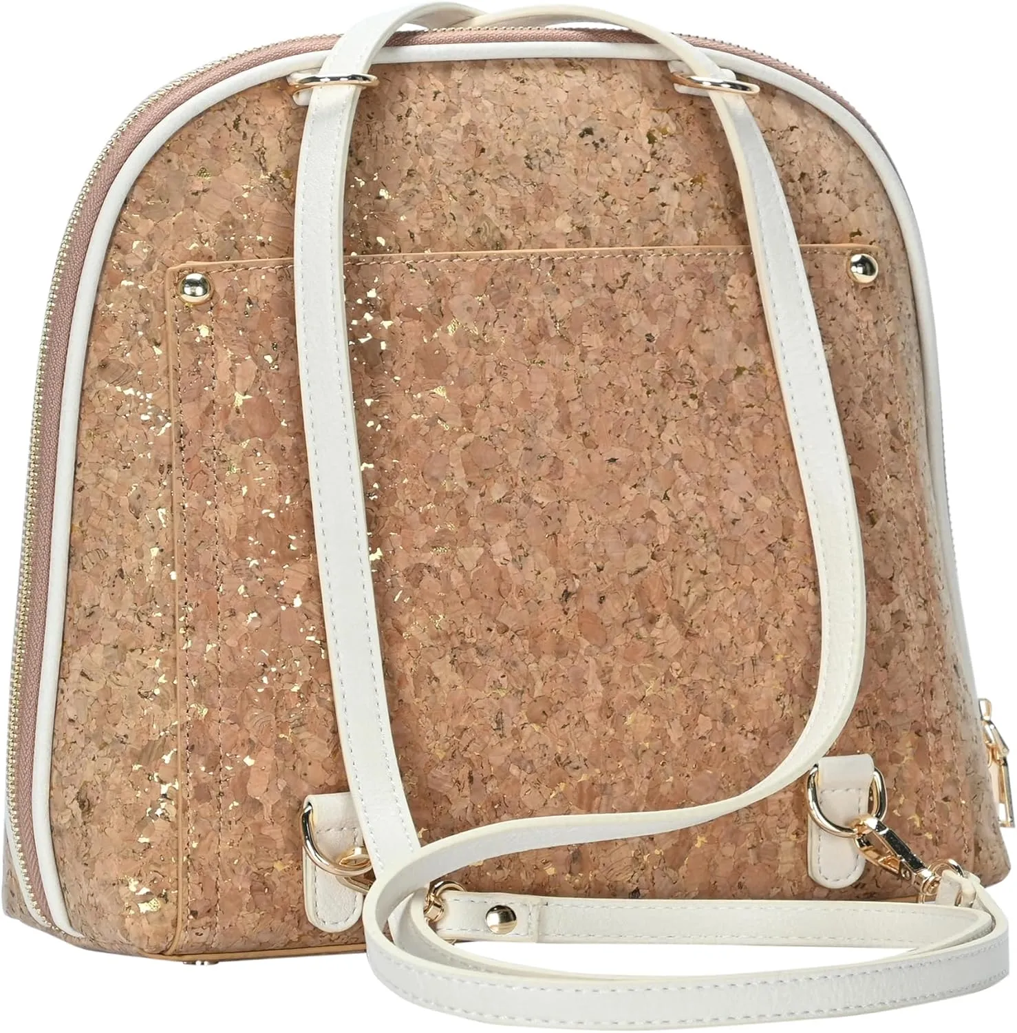 Miztique The Daisy Cork Convertible Backpack Purse for Women (Cream) | Cork Shoulder Strap Bag or Convertible Backpack | 10.5in x 4in x 11.5in |