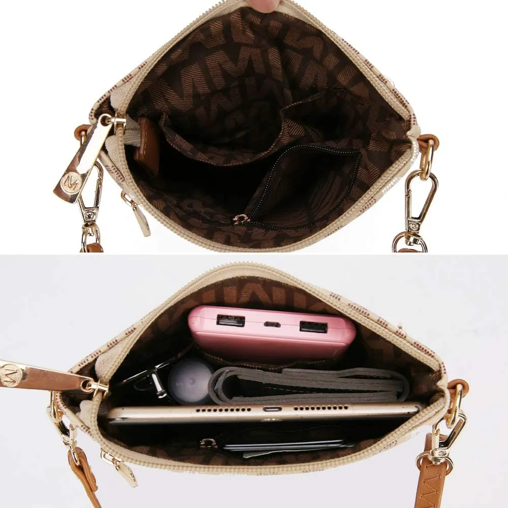 MKF Collection Crossbody Bag for Women, Wristlet Strap – PU Leather Shoulder Handbag Messenger Purse By Mia K