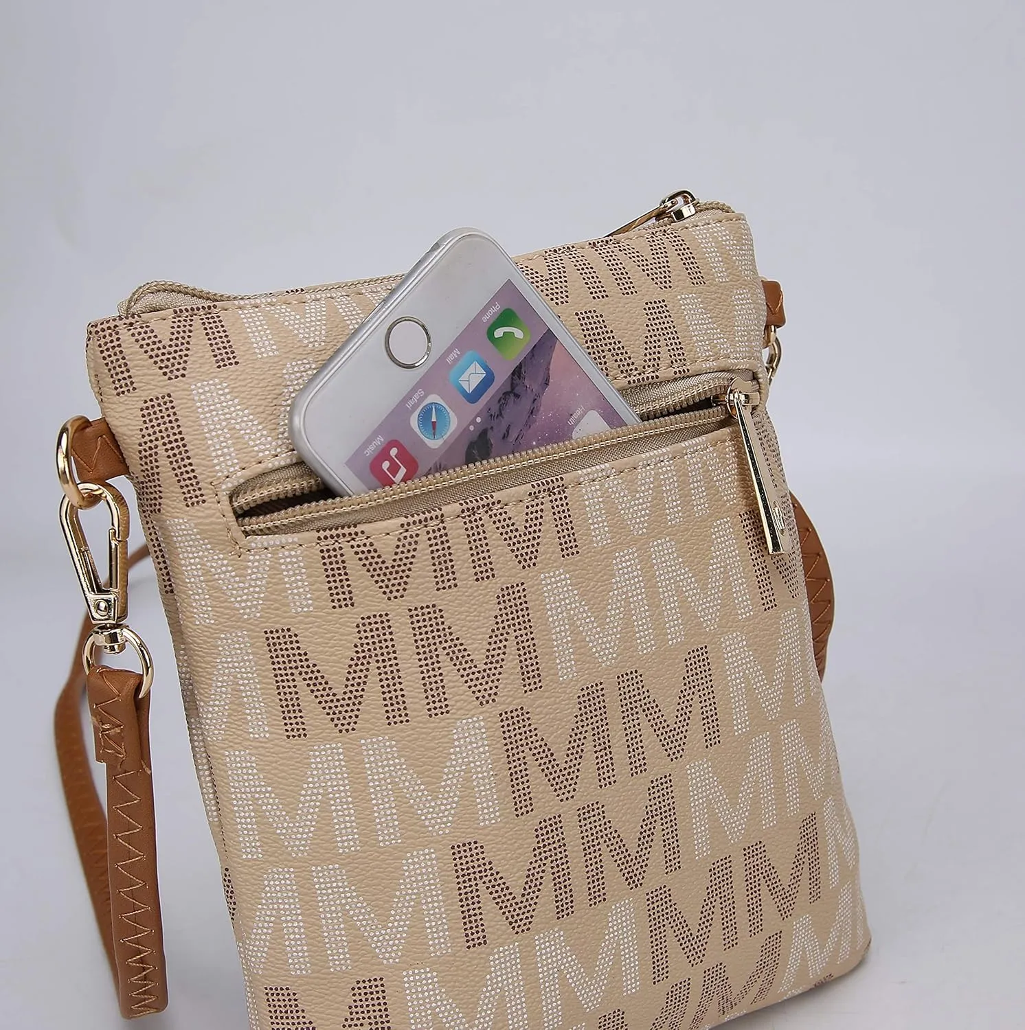 MKF Collection Crossbody Bag for Women, Wristlet Strap – PU Leather Shoulder Handbag Messenger Purse By Mia K