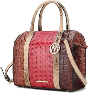 MKF Collection Satchel bag for Women, Crocodile-embossed Vegan Leather Top-Handle Crossbody Handbag Purse By Mia K