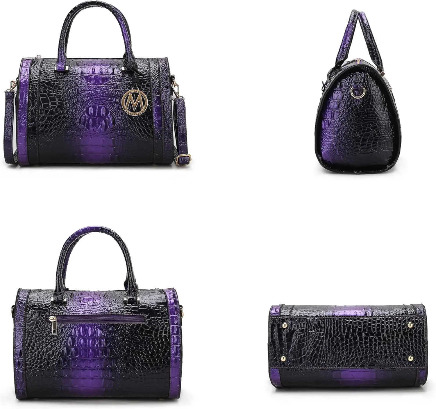 MKF Collection Satchel Bag for Women, Crocodile Embossed Vegan Leather Top-Handles Crossbody Handbag Purse by Mia K
