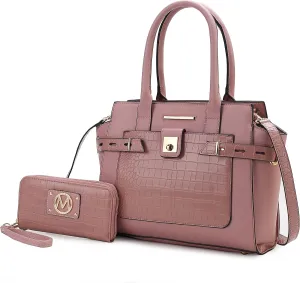 MKF Collection Satchel Bag for Women with Wristlet Wallet, Crossbody Handbag Top-Handle Purse
