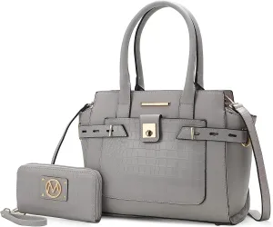 MKF Collection Satchel Bag for Women with Wristlet Wallet, Crossbody Handbag Top-Handle Purse