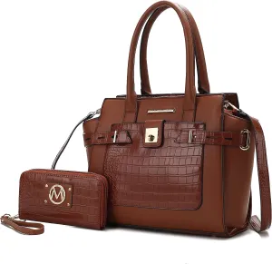 MKF Collection Satchel Bag for Women with Wristlet Wallet, Crossbody Handbag Top-Handle Purse