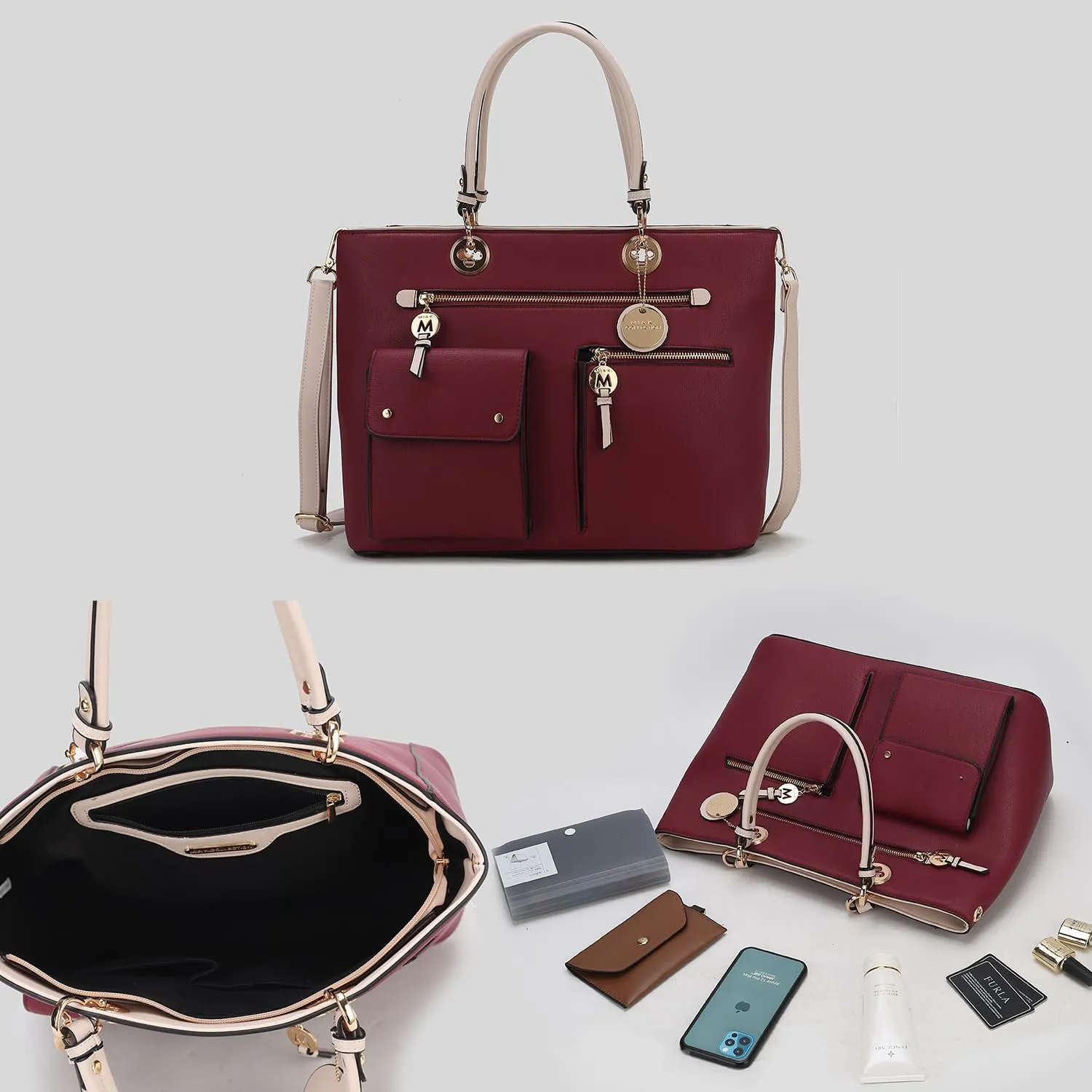 MKF Collection Satchel Bag for Women’s Vegan Leather Crossbody Bag Handbag Top-Handle Purse by Mia K