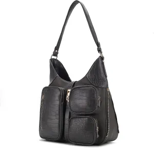 MKF Collection Shoulder Bag for Women, Handbag Purse Top-Handle Hobo Bag Crocodile-embossed Vegan Leather Purse
