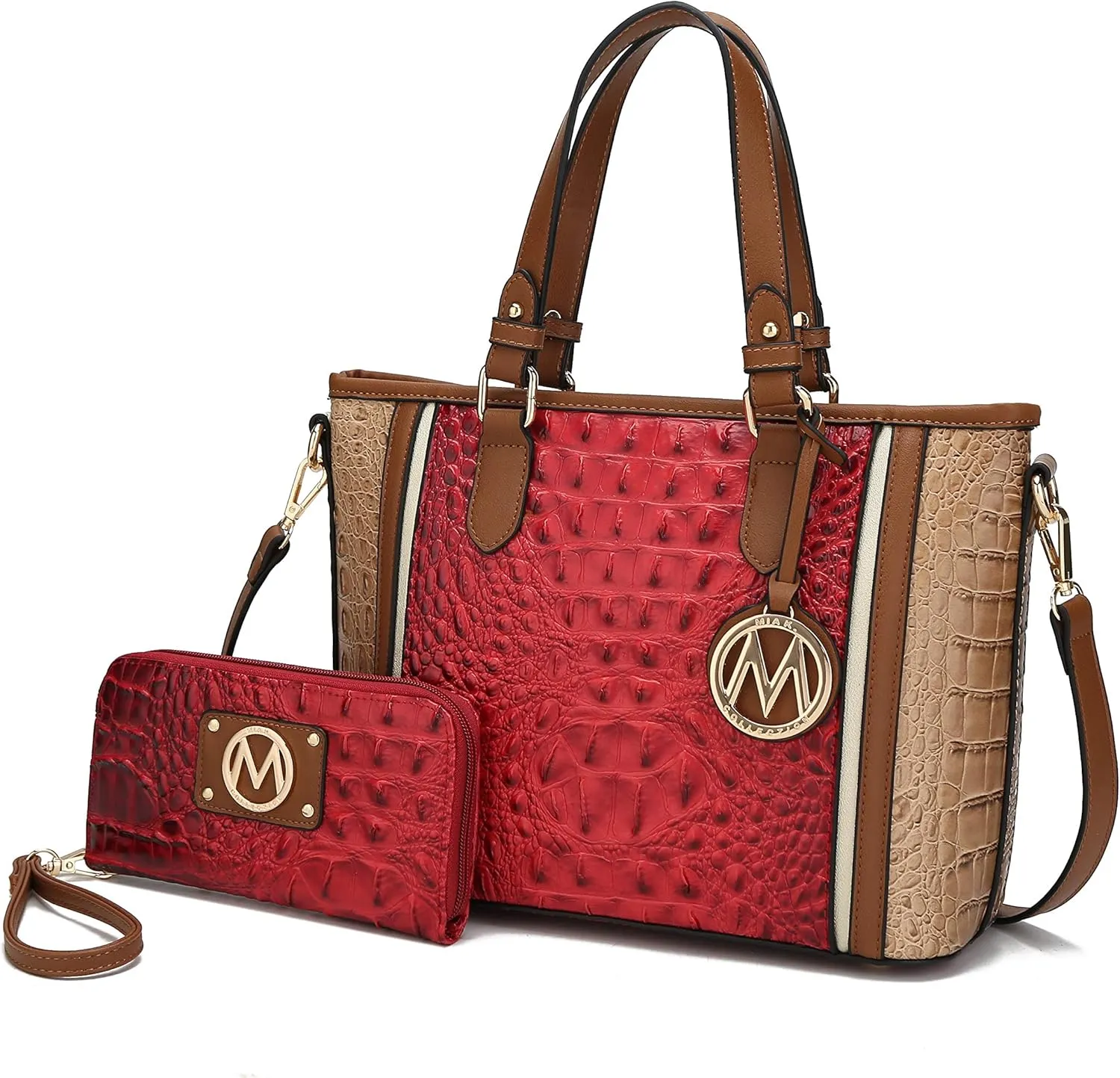 MKF Collection Tote Bag for Women & Wristlet Wallet, Vegan Leather Handbag Top-Handle Satchel Shoulder Purse by Mia k