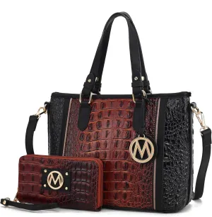 MKF Collection Tote Bag for Women & Wristlet Wallet, Vegan Leather Handbag Top-Handle Satchel Shoulder Purse by Mia k