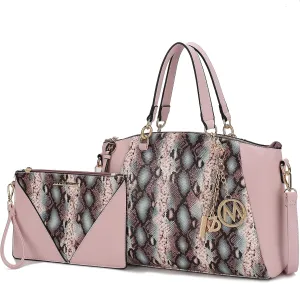 MKF Collection Tote Bag for Women With Wristlet, Snake Embossed Vegan Leather Crossbody Top-Handle Handbag Purse