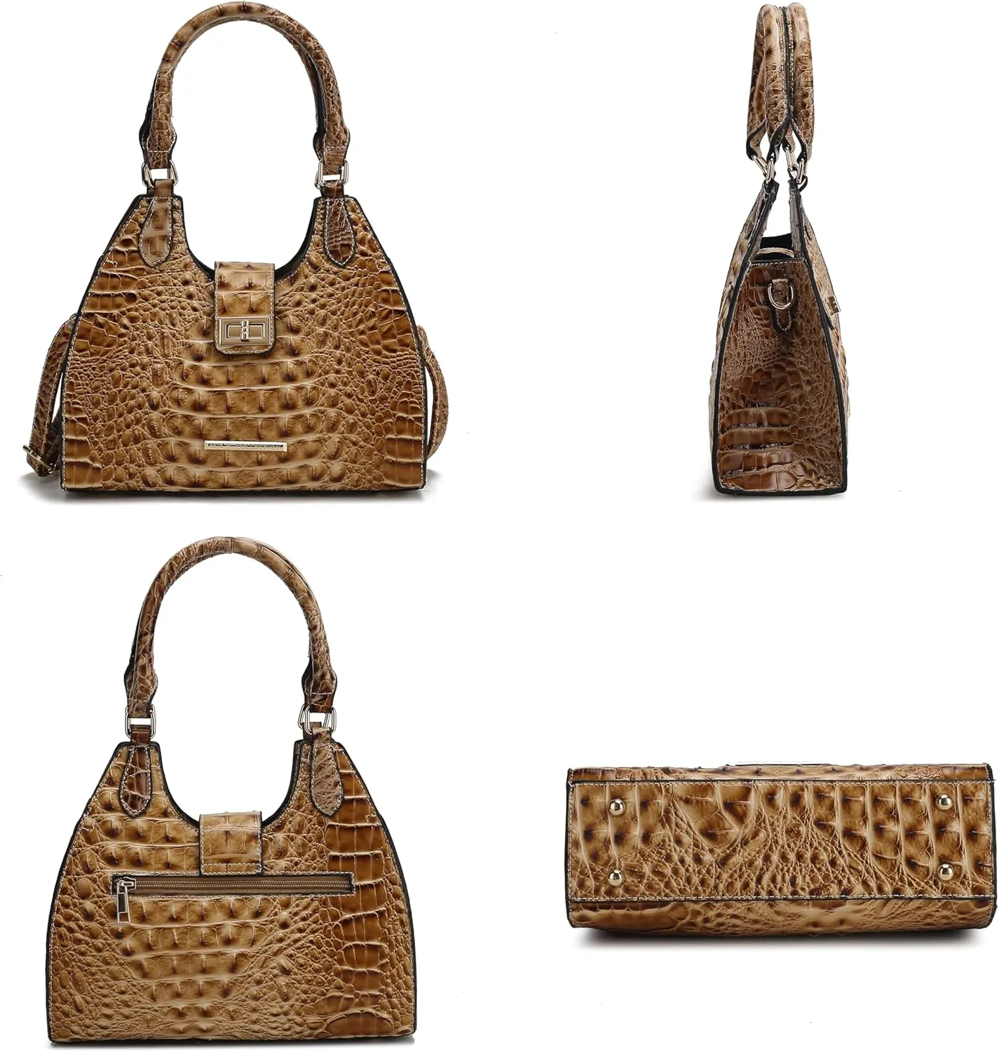 MKF Collection Women Tote Bag, Gradient Rainbow Faux Crocodile-Embossed Vegan Leather Handbag Purse by Mia K