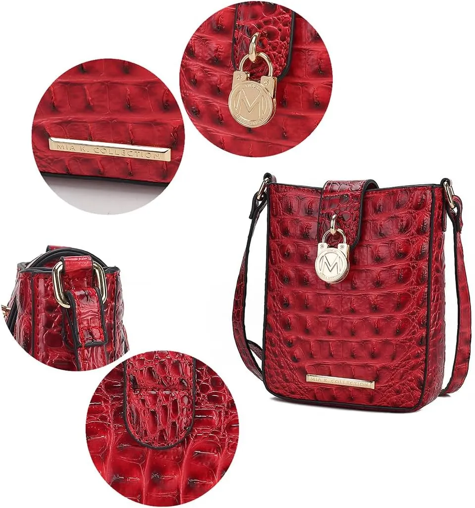 MKF Collection Women's Crossbody Bag, Faux Crocodile Embossed Vegan Leather, Shoulder Bag Handbag purse by Mia K