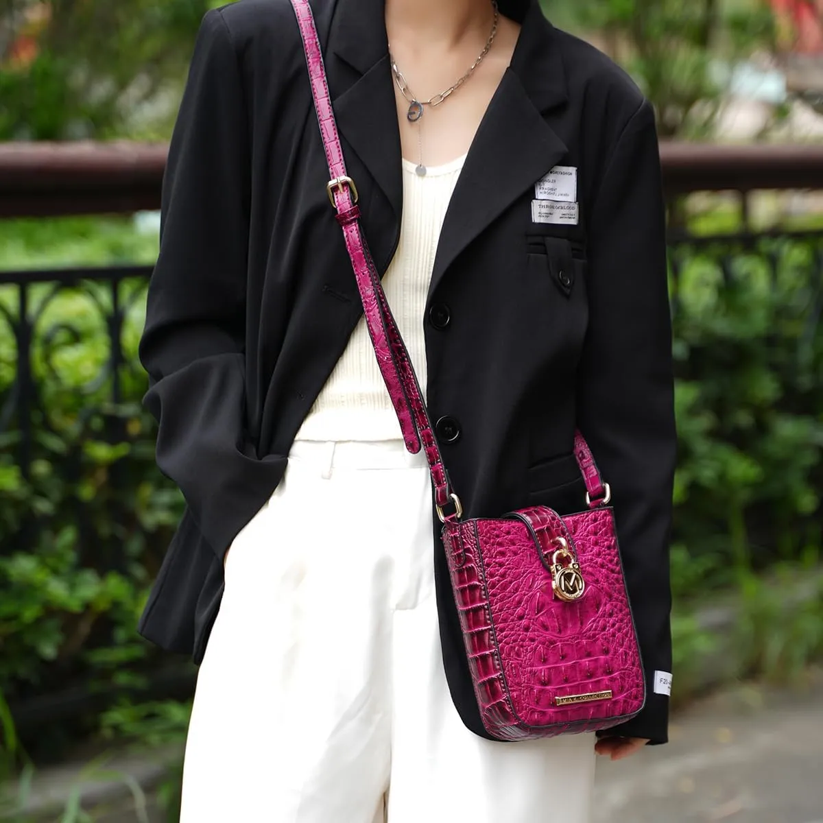 MKF Collection Women's Crossbody Bag, Faux Crocodile Embossed Vegan Leather, Shoulder Bag Handbag purse by Mia K