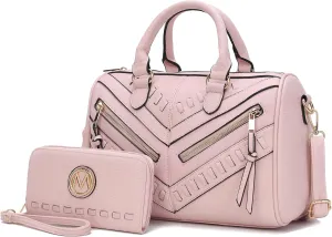 MKF Collection Women's Satchel Bag with Wallet, Vegan Leather Top Handle Shoulder Handbag Crossbody Purse
