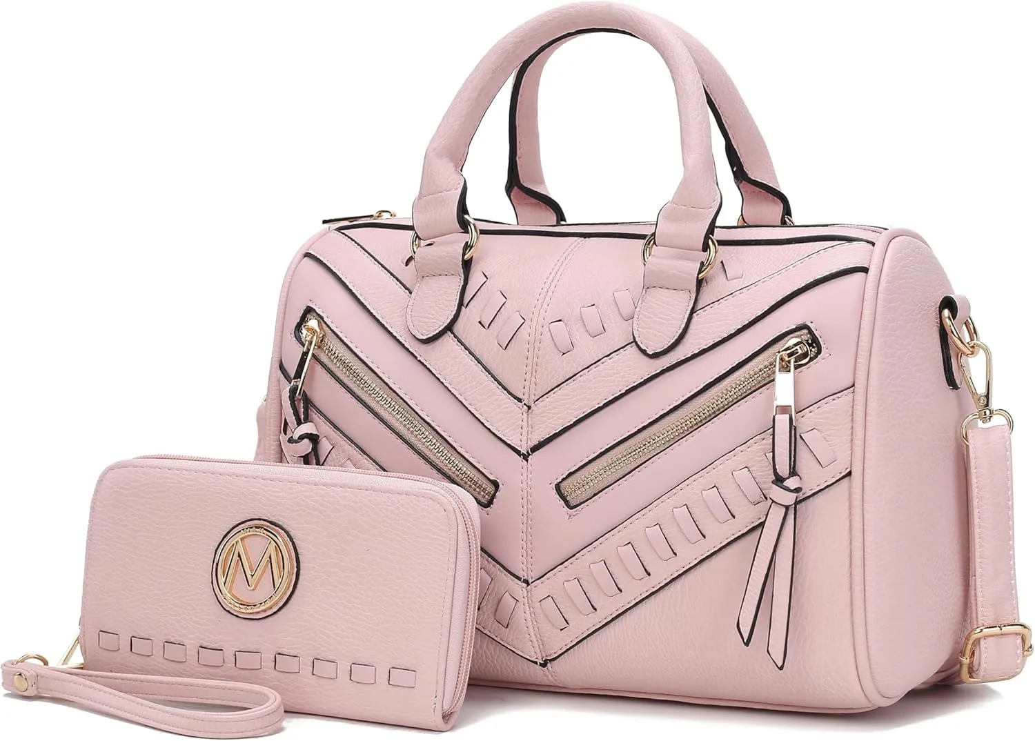 MKF Collection Women's Satchel Bag with Wallet, Vegan Leather Top Handle Shoulder Handbag Crossbody Purse