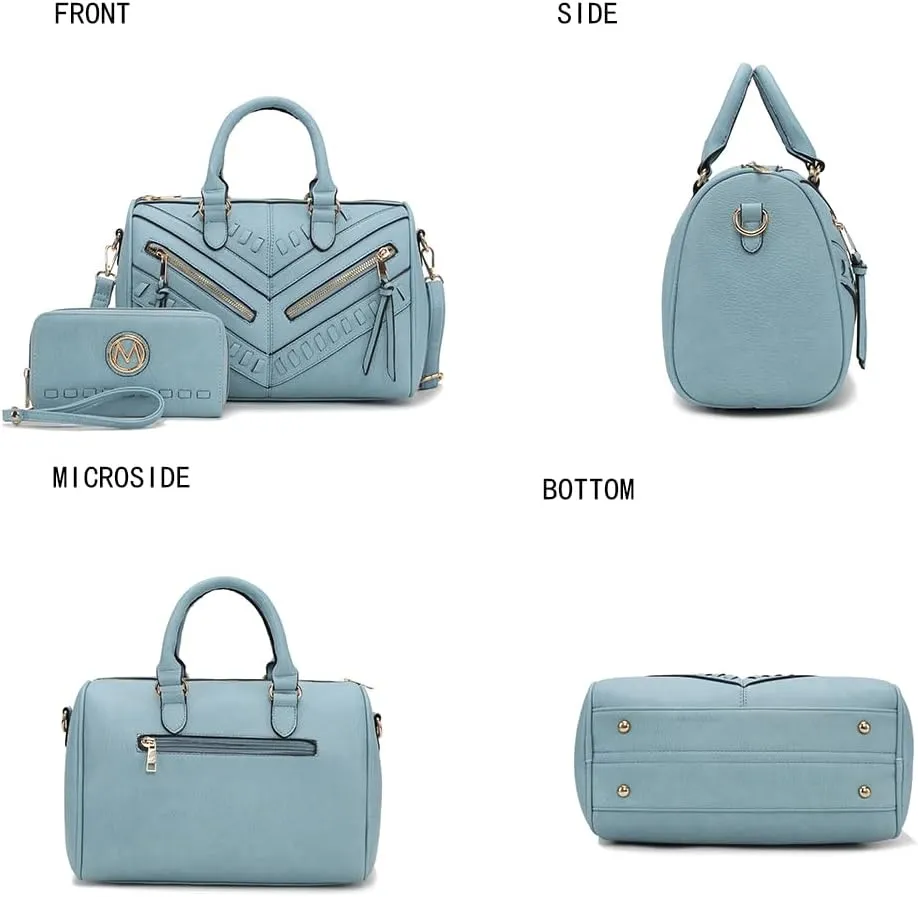 MKF Collection Women's Satchel Bag with Wallet, Vegan Leather Top Handle Shoulder Handbag Crossbody Purse