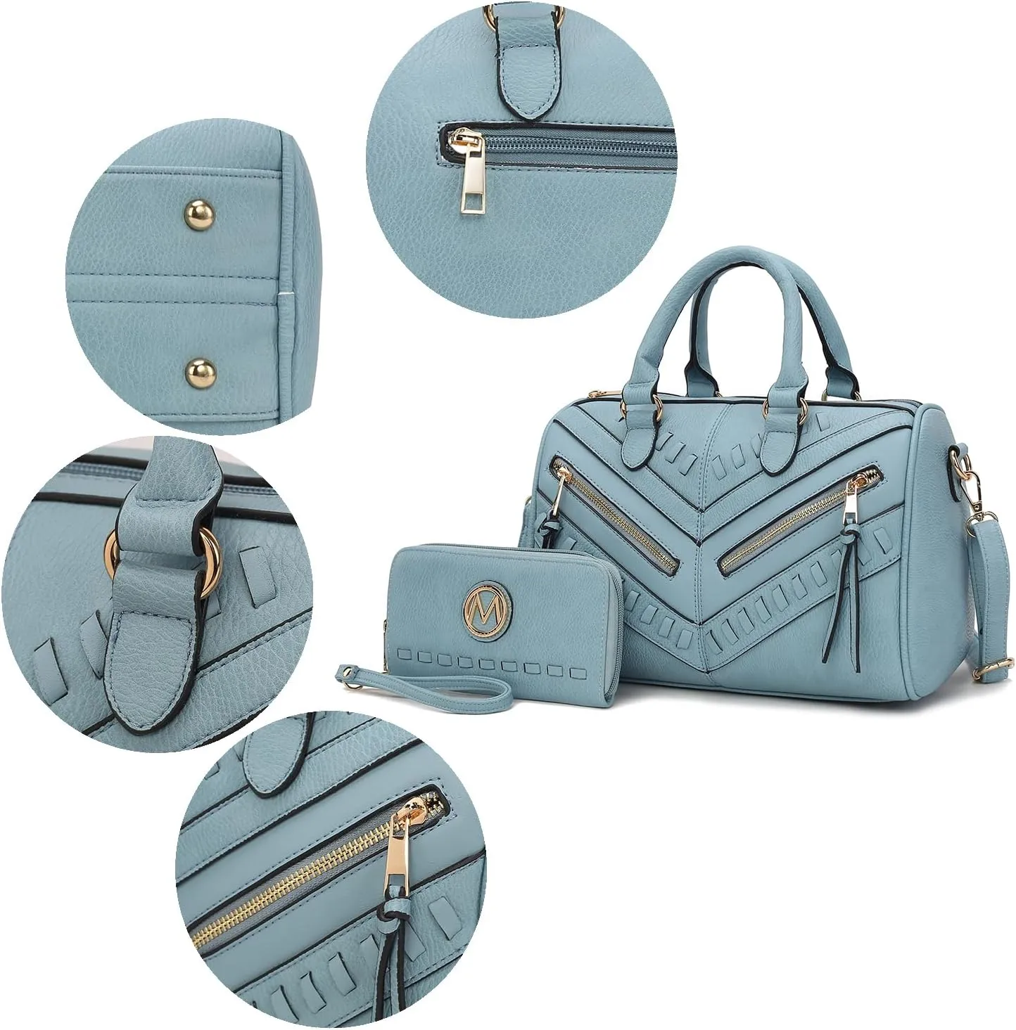 MKF Collection Women's Satchel Bag with Wallet, Vegan Leather Top Handle Shoulder Handbag Crossbody Purse