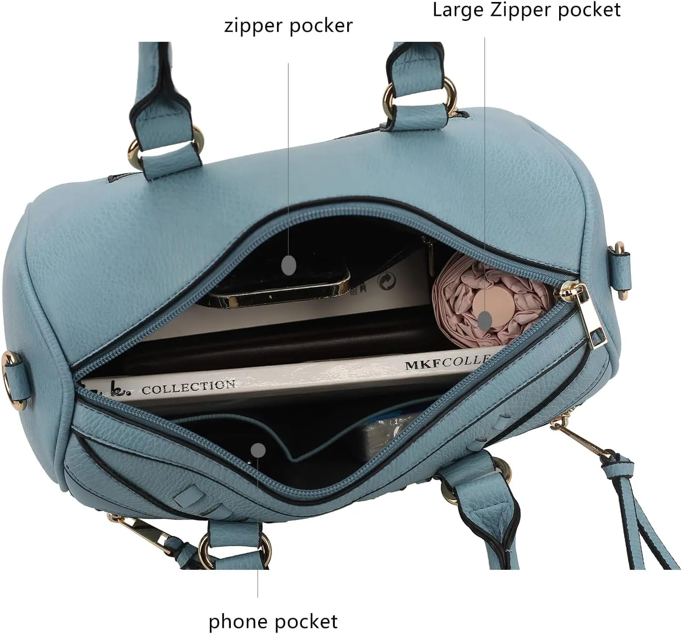 MKF Collection Women's Satchel Bag with Wallet, Vegan Leather Top Handle Shoulder Handbag Crossbody Purse