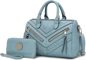 MKF Collection Women's Satchel Bag with Wallet, Vegan Leather Top Handle Shoulder Handbag Crossbody Purse