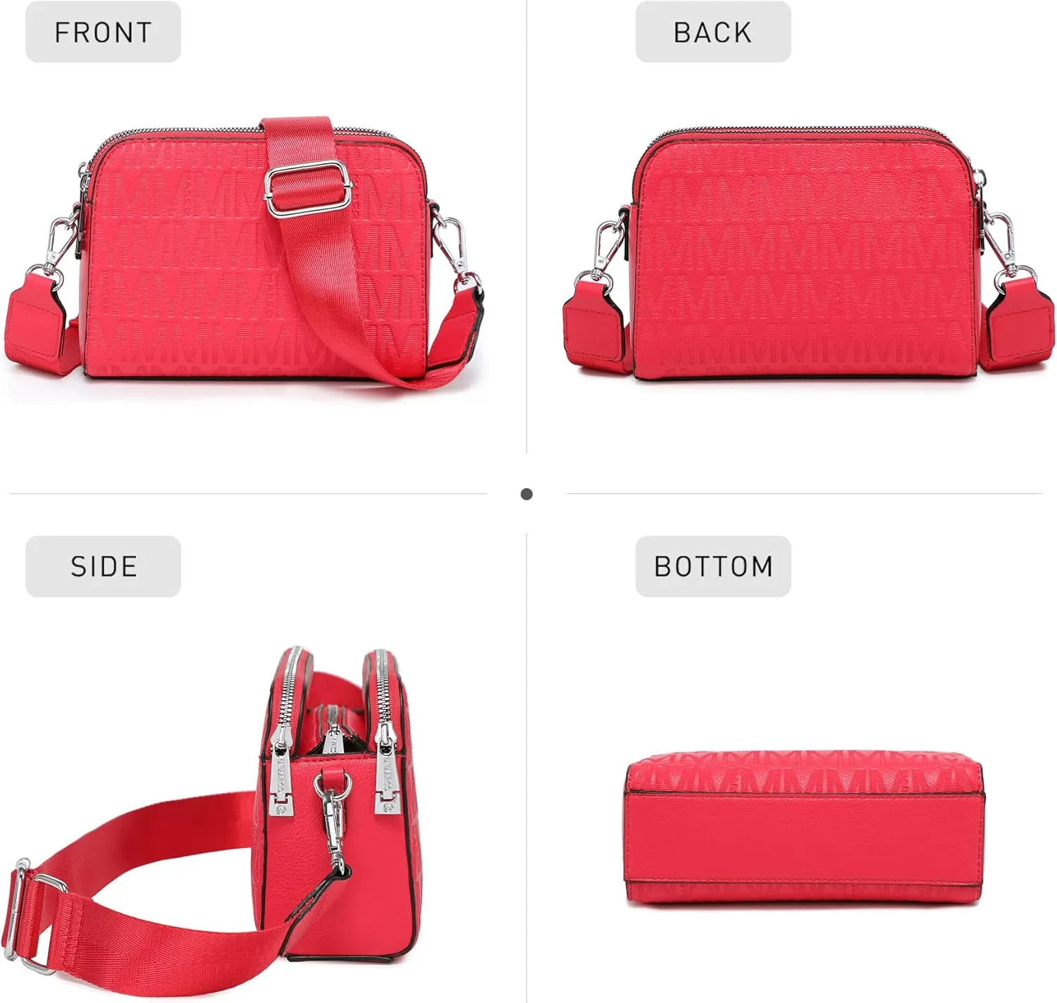 MKP COLLECTION Crossbody Bags for Women Small Shoulder Purses with Adjustable Wide Strap, Triple Zip Design