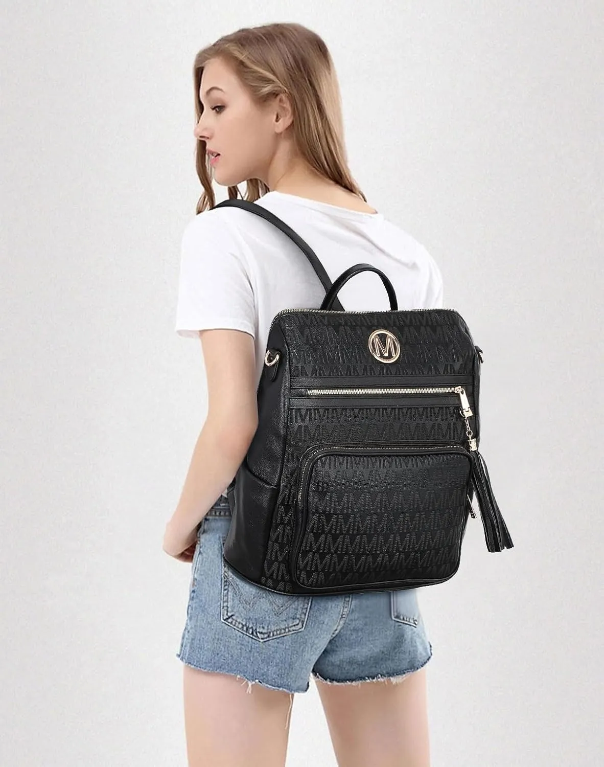 MKP COLLECTION Women Fashion Backpack Purse Convertible Large Rucksack Versatile Travel Shoulder Bags Handbag Set with Tassel