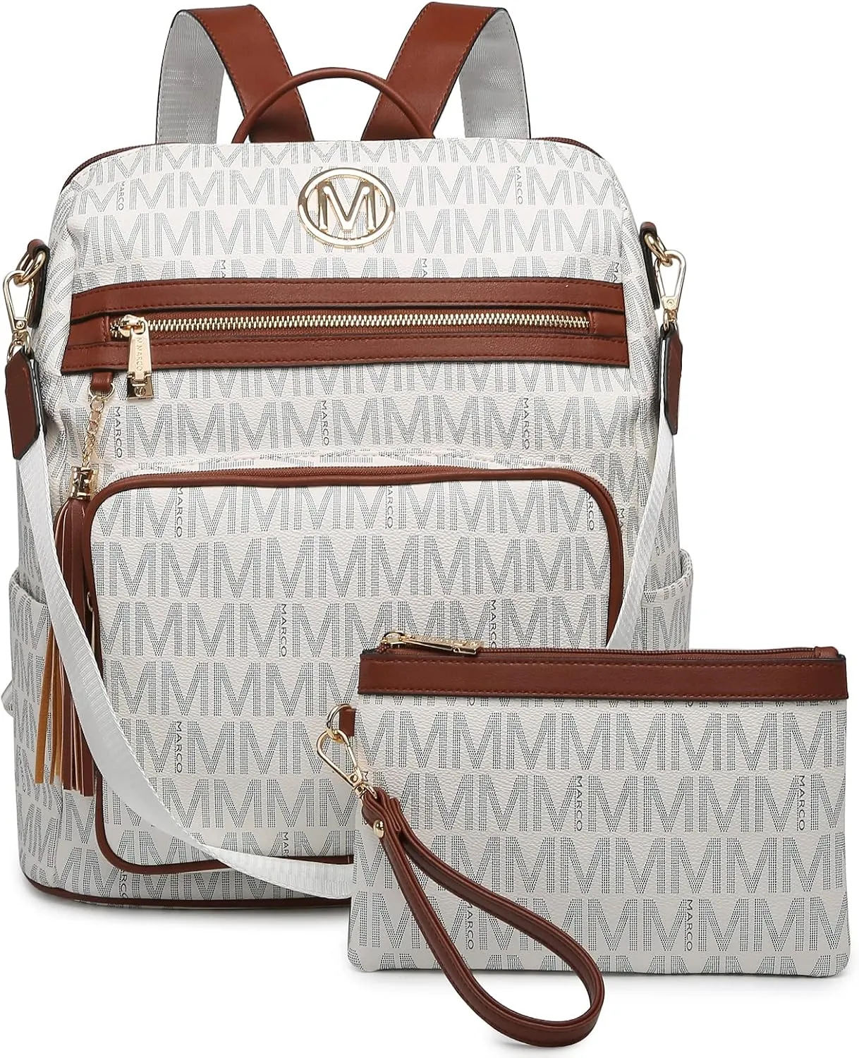 MKP COLLECTION Women Fashion Backpack Purse Convertible Large Rucksack Versatile Travel Shoulder Bags Handbag Set with Tassel