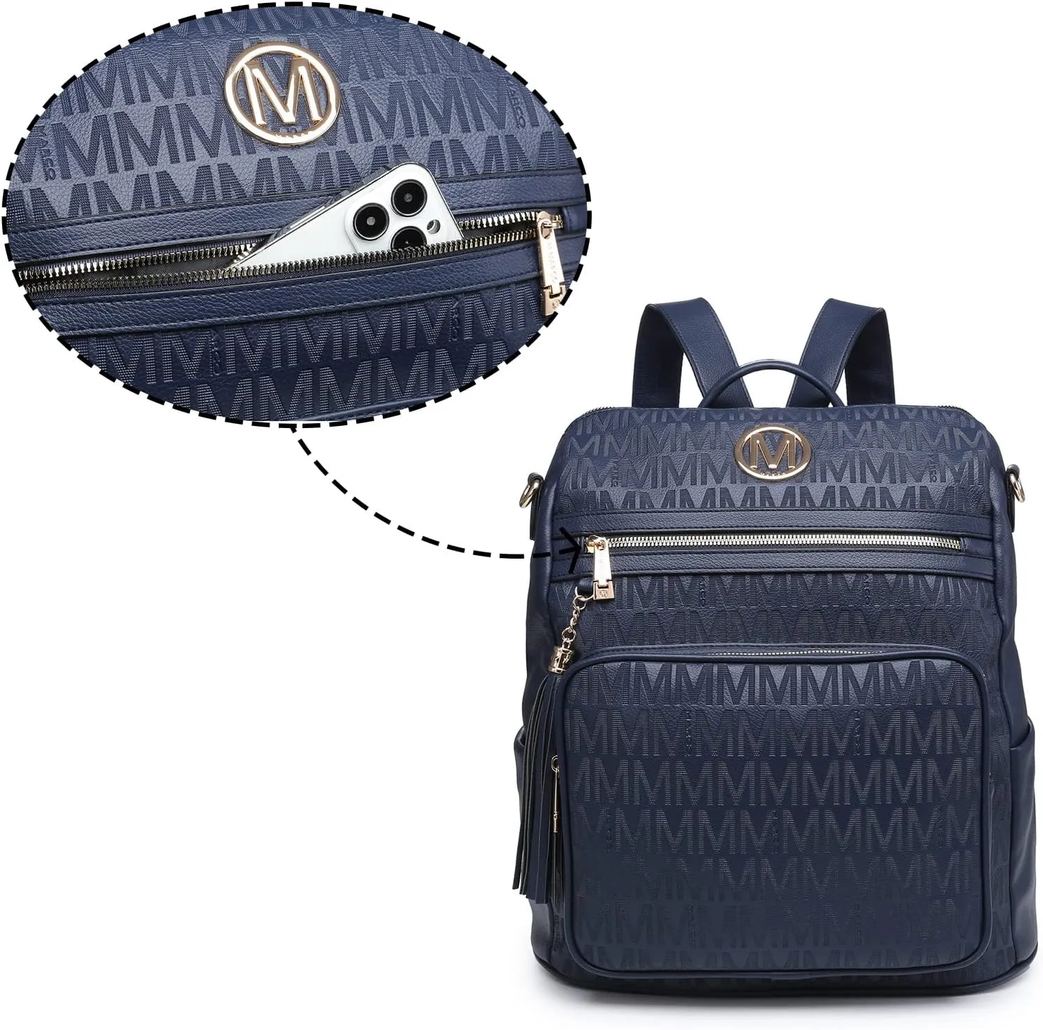 MKP COLLECTION Women Fashion Backpack Purse Convertible Large Rucksack Versatile Travel Shoulder Bags Handbag Set with Tassel