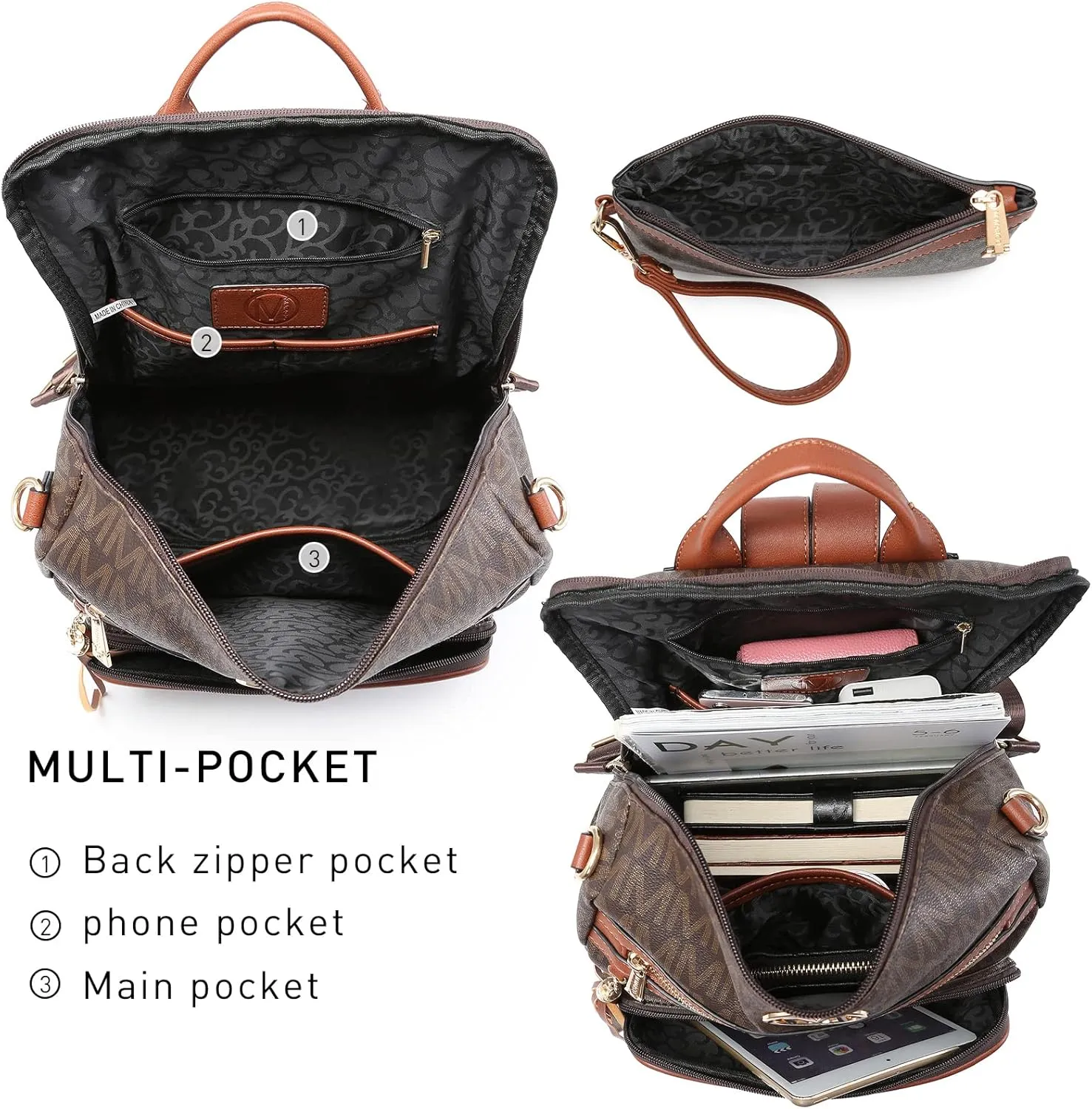 MKP COLLECTION Women Fashion Backpack Purse Convertible Large Rucksack Versatile Travel Shoulder Bags Handbag Set with Tassel