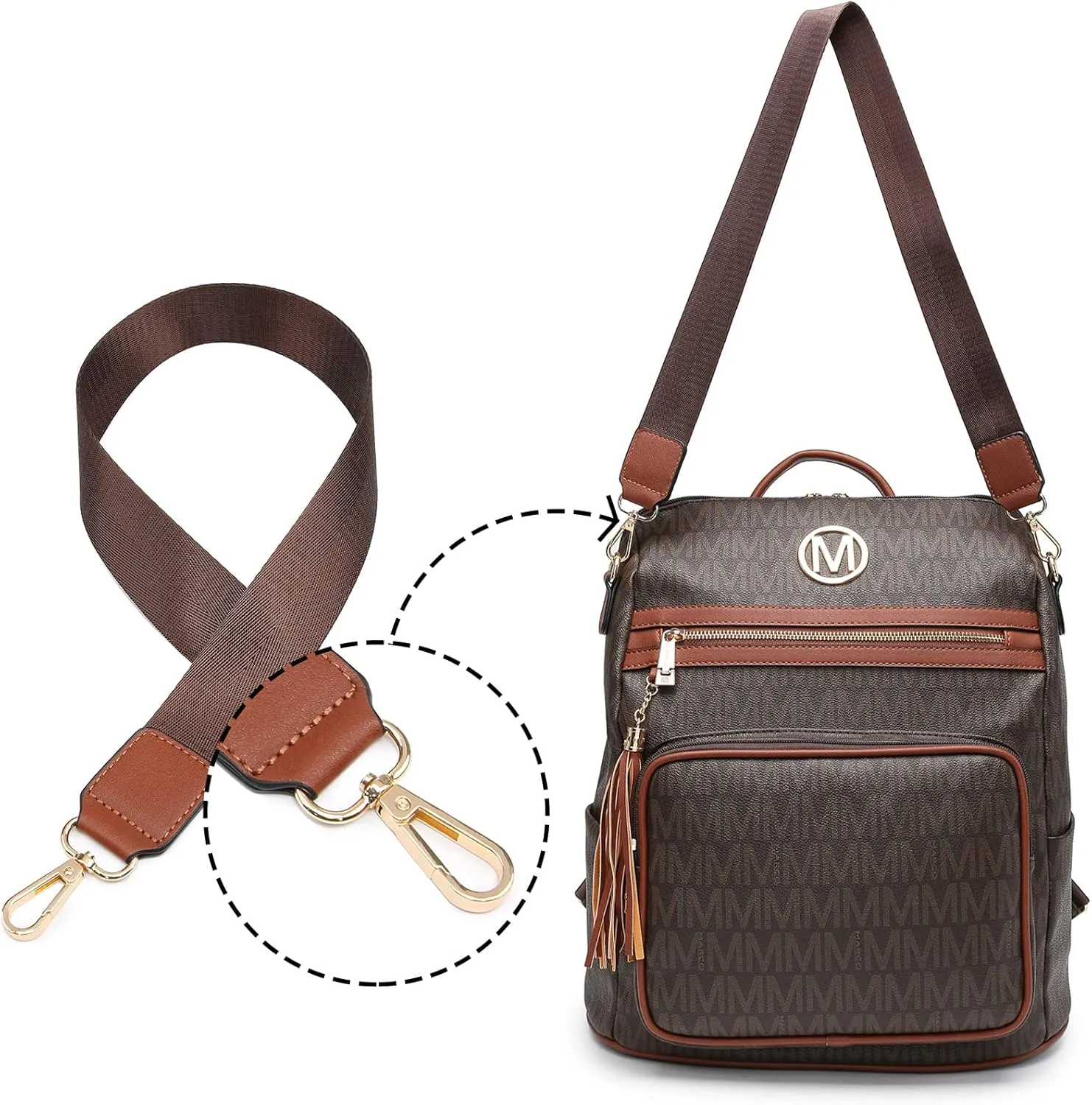 MKP COLLECTION Women Fashion Backpack Purse Convertible Large Rucksack Versatile Travel Shoulder Bags Handbag Set with Tassel