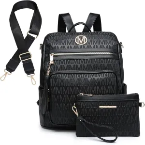 MKP COLLECTION Women Fashion Backpack Purse Convertible Large Rucksack Versatile Travel Shoulder Bags Handbag Set with Tassel