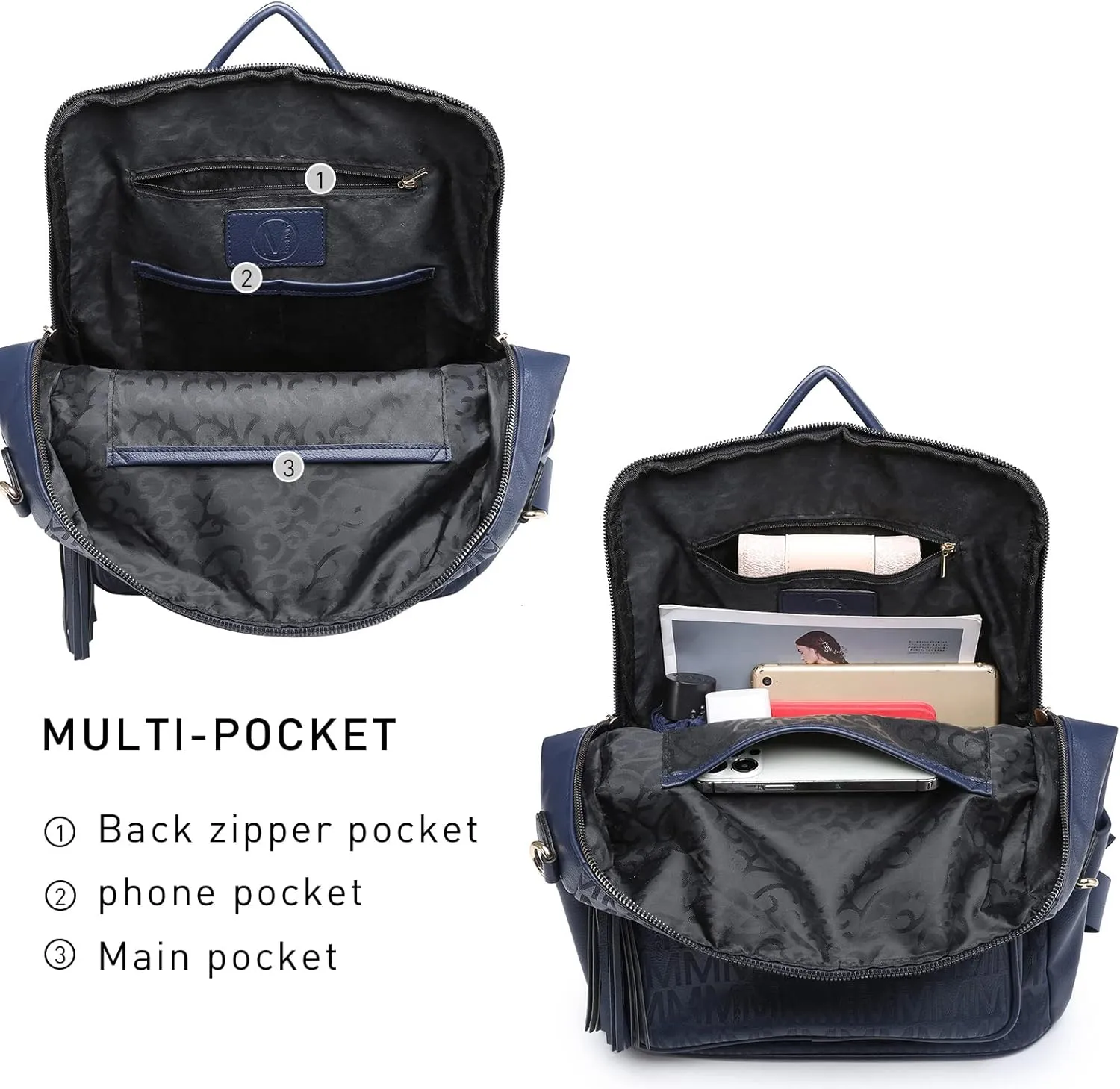 MKP COLLECTION Women Fashion Backpack Purse Convertible Large Rucksack Versatile Travel Shoulder Bags Handbag Set with Tassel