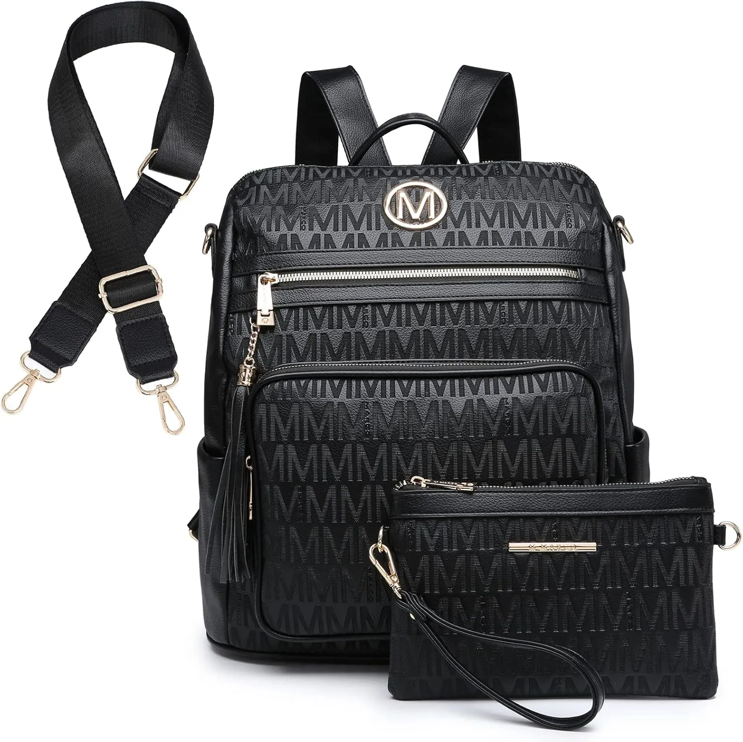 MKP COLLECTION Women Fashion Backpack Purse Convertible Large Rucksack Versatile Travel Shoulder Bags Handbag Set with Tassel