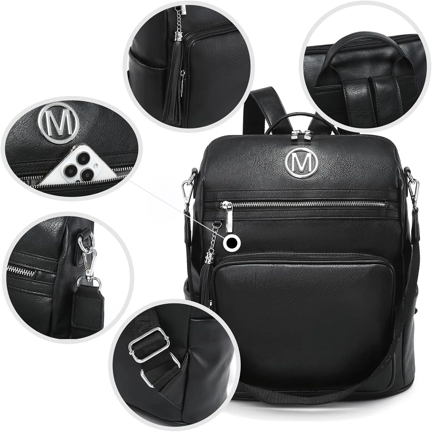 MKP COLLECTION Women Fashion Backpack Purse Convertible Large Rucksack Versatile Travel Shoulder Bags Handbag Set with Tassel