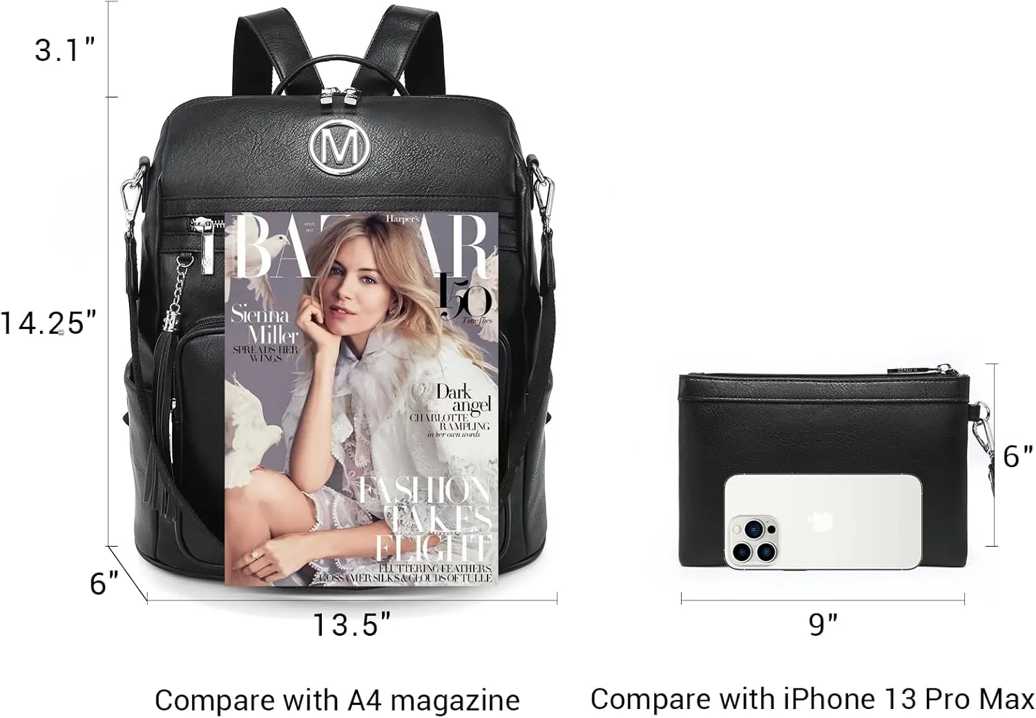 MKP COLLECTION Women Fashion Backpack Purse Convertible Large Rucksack Versatile Travel Shoulder Bags Handbag Set with Tassel