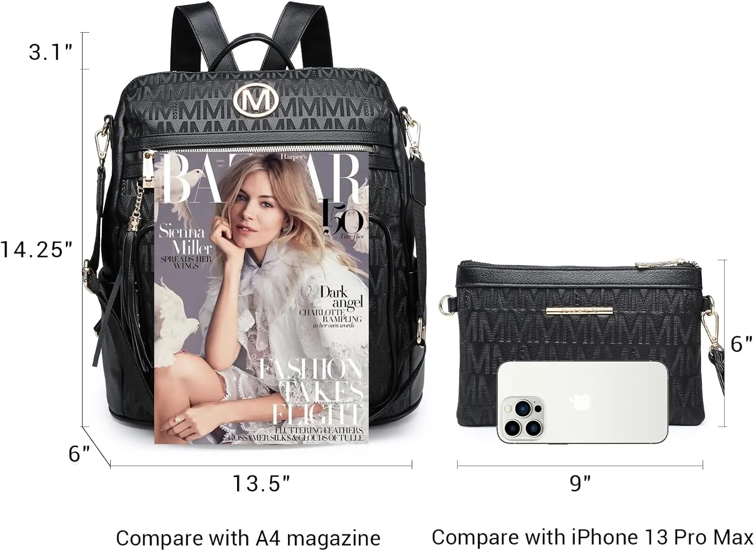 MKP COLLECTION Women Fashion Backpack Purse Convertible Large Rucksack Versatile Travel Shoulder Bags Handbag Set with Tassel