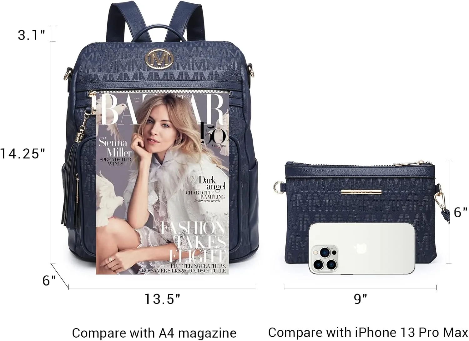 MKP COLLECTION Women Fashion Backpack Purse Convertible Large Rucksack Versatile Travel Shoulder Bags Handbag Set with Tassel