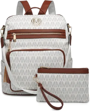 MKP COLLECTION Women Fashion Backpack Purse Convertible Large Rucksack Versatile Travel Shoulder Bags Handbag Set with Tassel