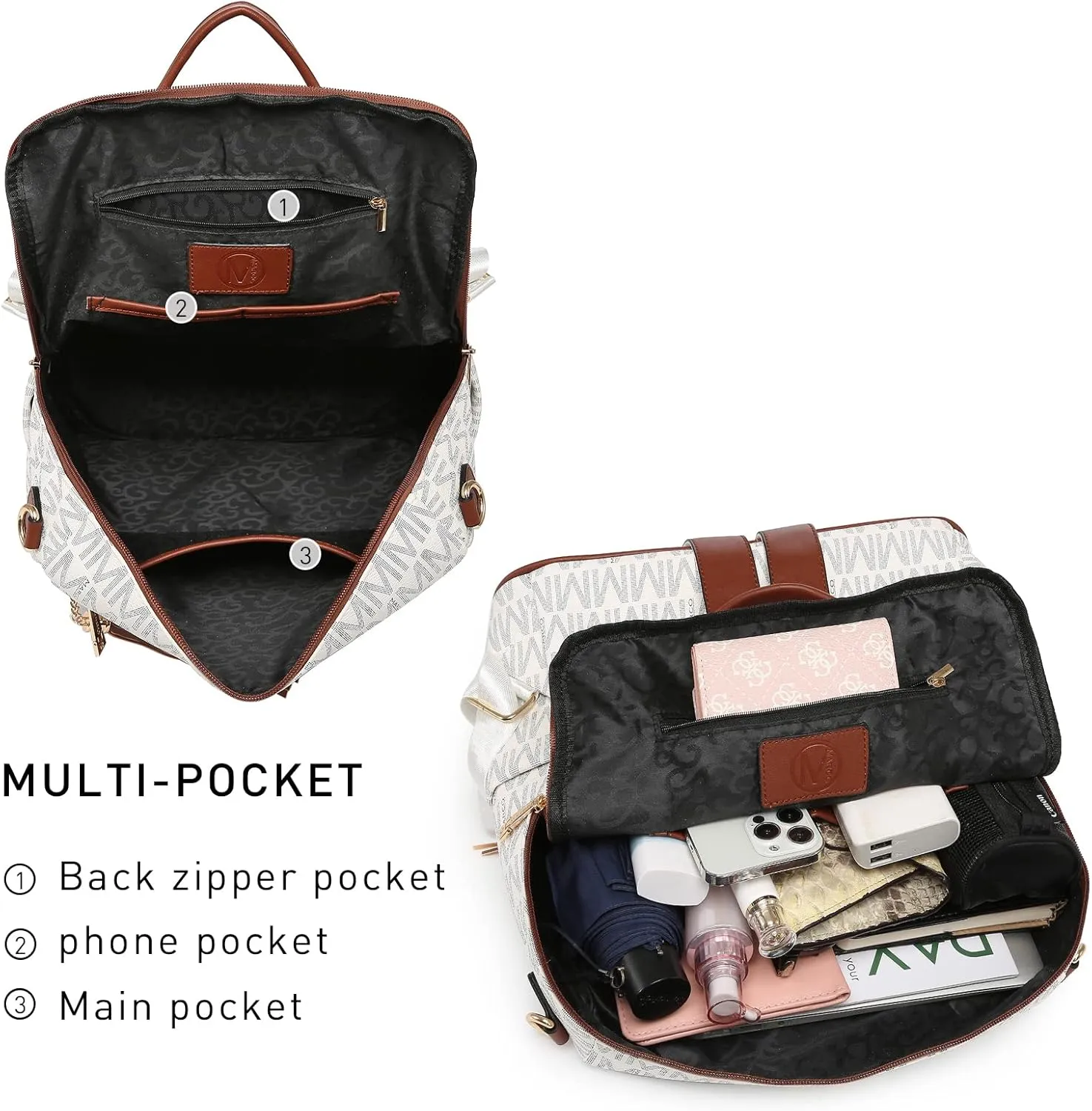 MKP COLLECTION Women Fashion Backpack Purse Convertible Large Rucksack Versatile Travel Shoulder Bags Handbag Set with Tassel