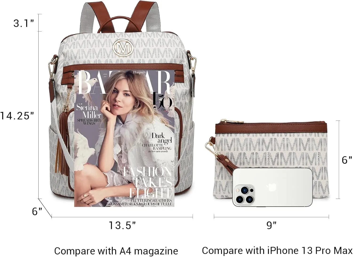 MKP COLLECTION Women Fashion Backpack Purse Convertible Large Rucksack Versatile Travel Shoulder Bags Handbag Set with Tassel