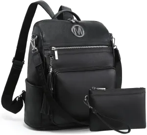 MKP COLLECTION Women Fashion Backpack Purse Convertible Large Rucksack Versatile Travel Shoulder Bags Handbag Set with Tassel