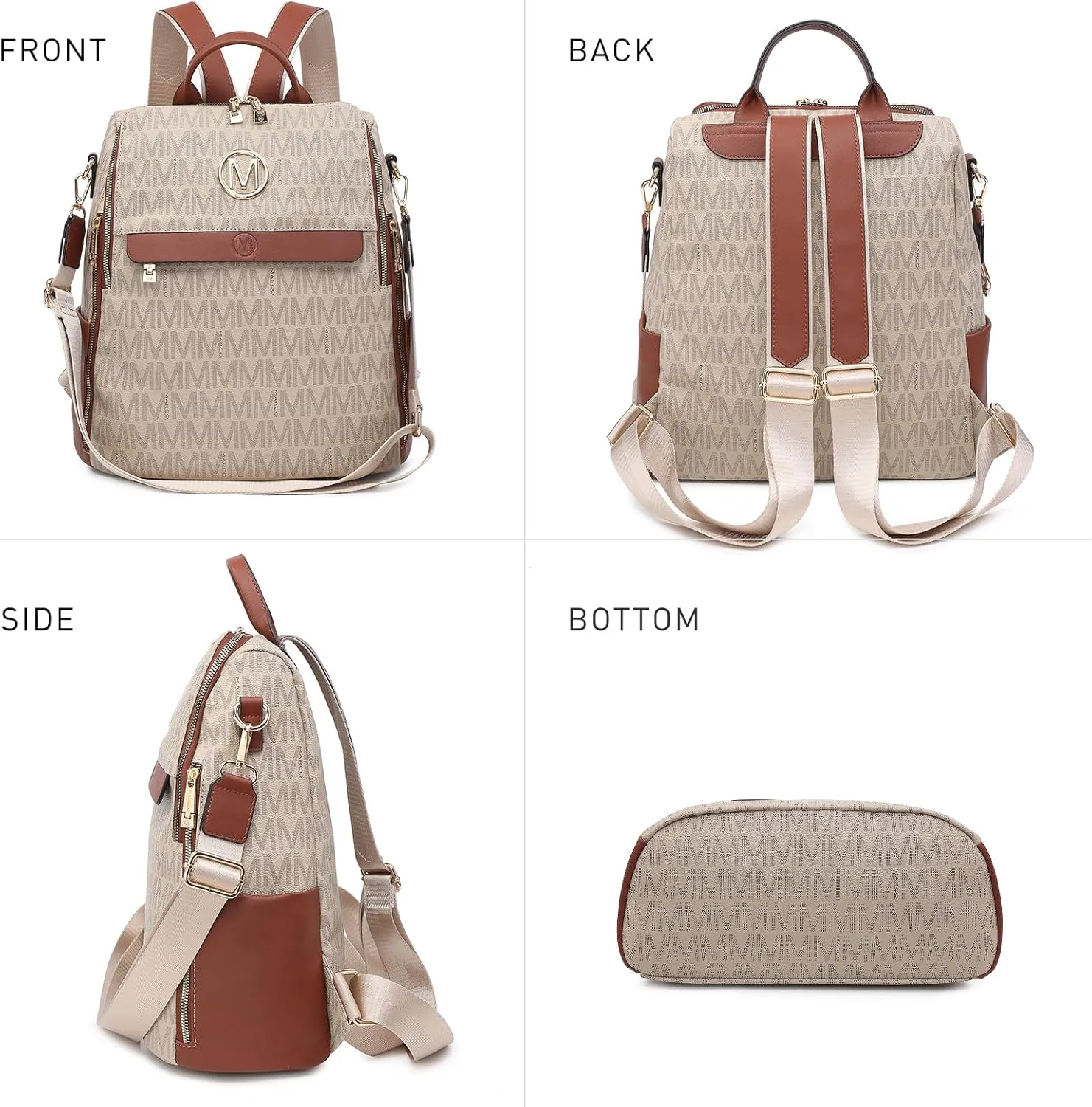 MKP Women Fashion Backpack Purse PU Leather Convertible Medium Ladies Rucksack Travel Shoulder Bags Handbag and Purse 2Pcs