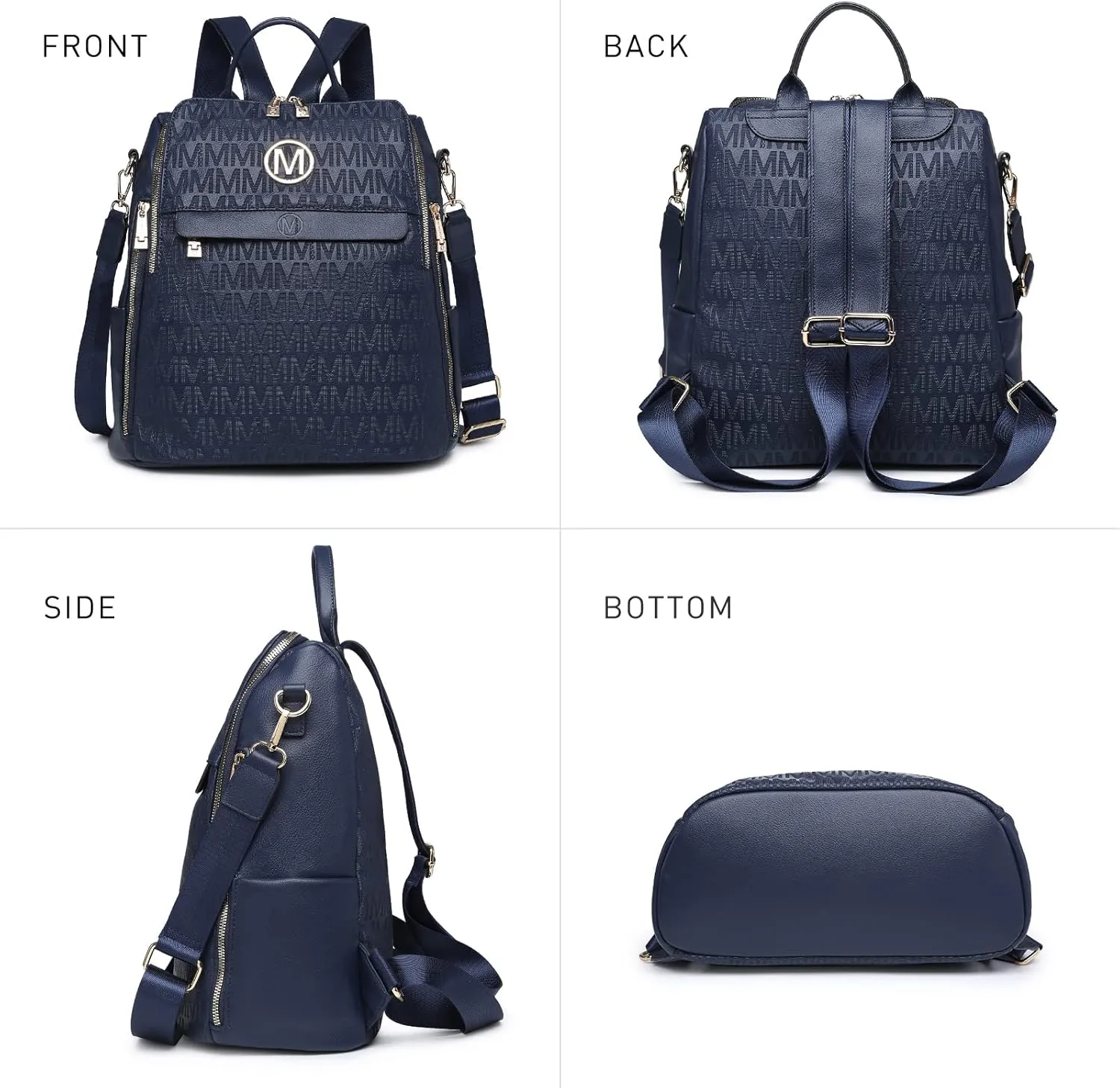 MKP Women Fashion Backpack Purse PU Leather Convertible Medium Ladies Rucksack Travel Shoulder Bags Handbag and Purse 2Pcs