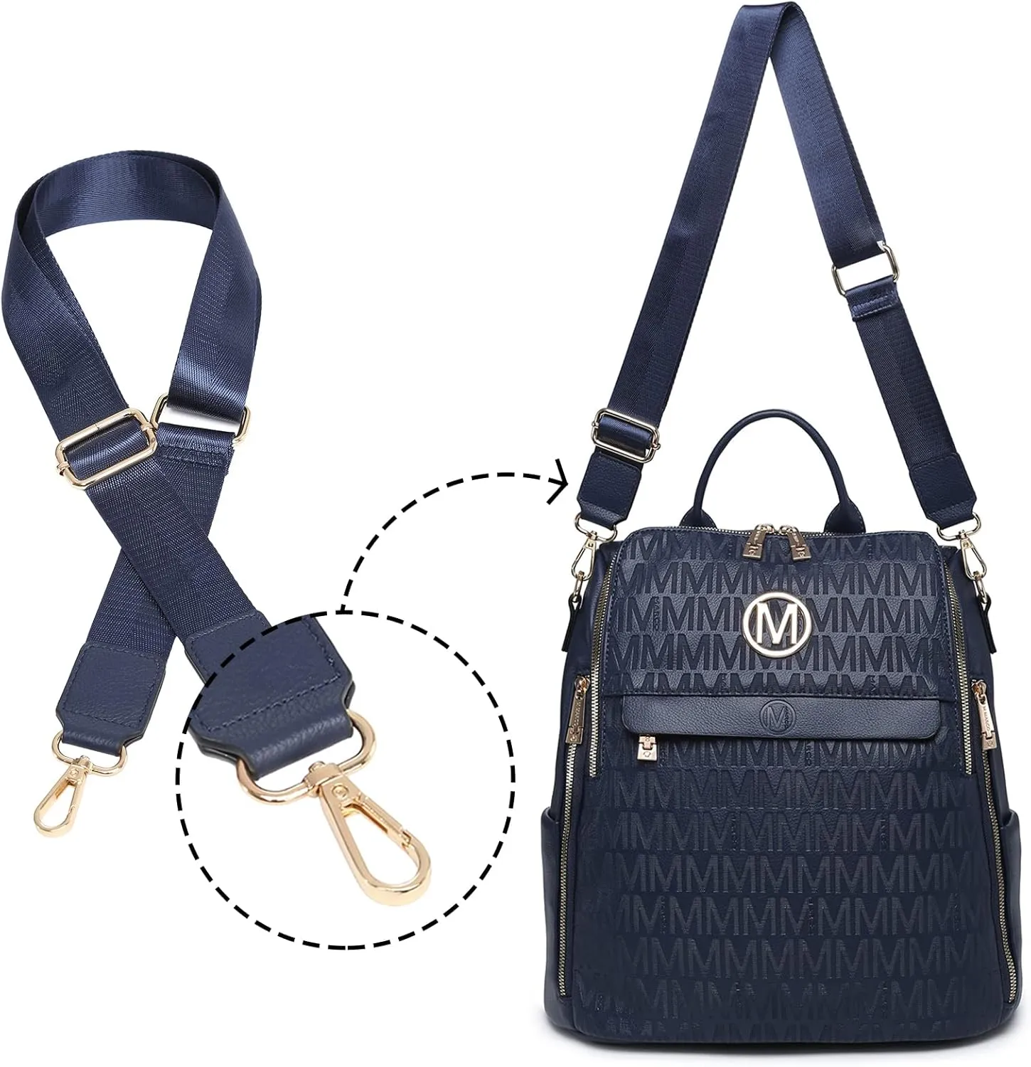 MKP Women Fashion Backpack Purse PU Leather Convertible Medium Ladies Rucksack Travel Shoulder Bags Handbag and Purse 2Pcs