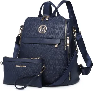 MKP Women Fashion Backpack Purse PU Leather Convertible Medium Ladies Rucksack Travel Shoulder Bags Handbag and Purse 2Pcs