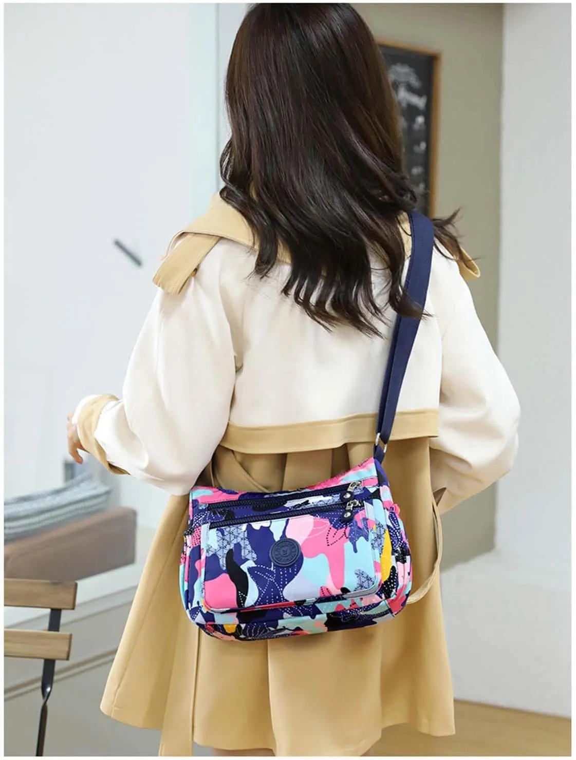 MLAFE Women Shoulder Handbag Nylon Multi-Pocket Crossbody Purse Bags for Women Travel Shoulder Bag for Travel/Shopping/Hiking