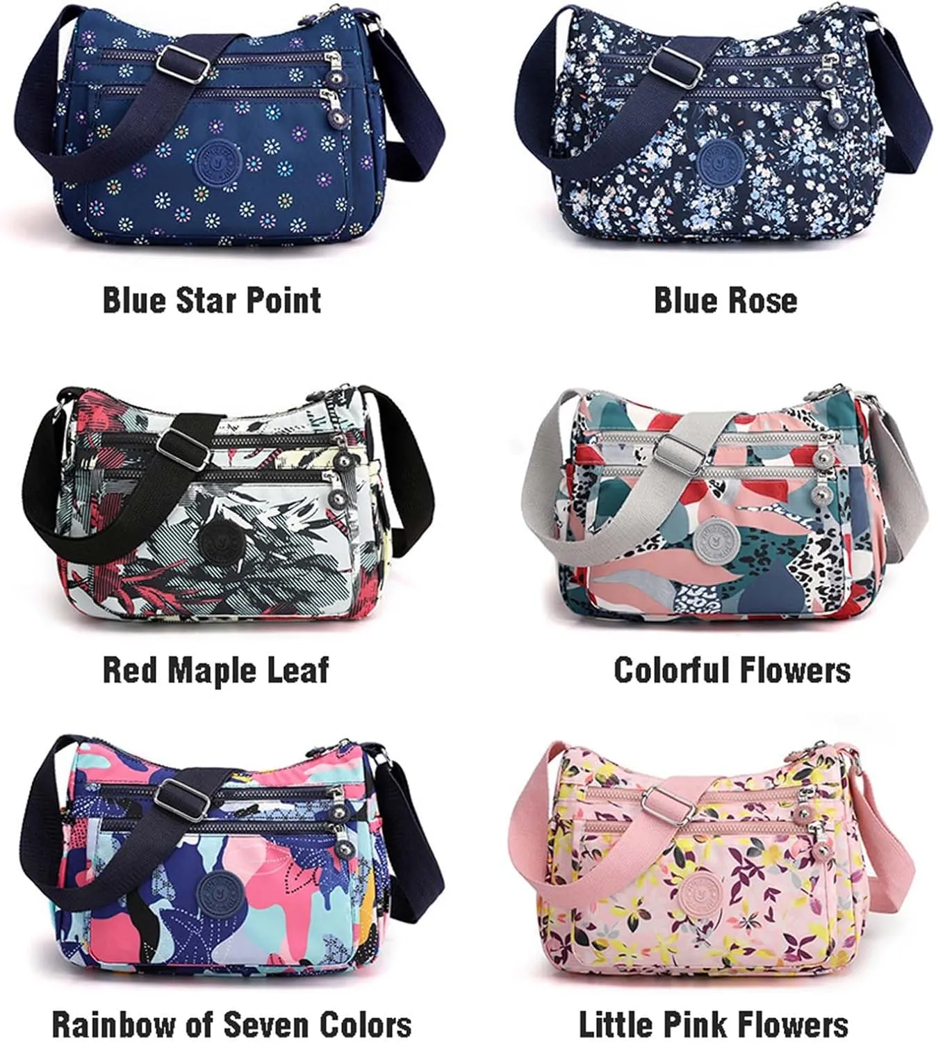 MLAFE Women Shoulder Handbag Nylon Multi-Pocket Crossbody Purse Bags for Women Travel Shoulder Bag for Travel/Shopping/Hiking