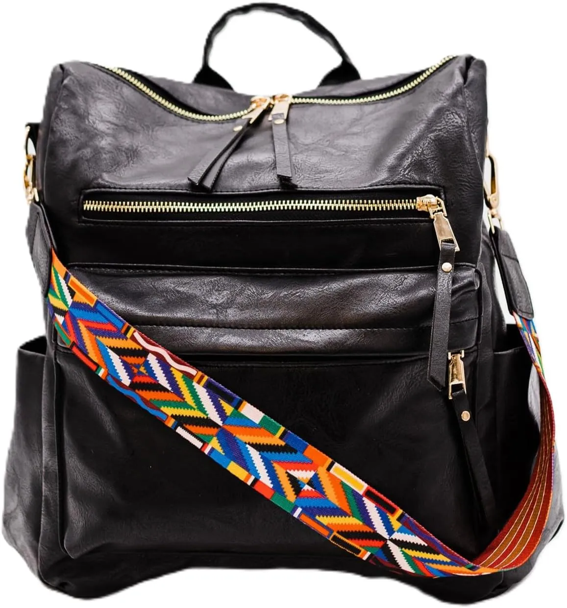 Modern Chic Backpack Purse for Women - Brielle Convertible Bag, Use as Diaper Bag, Shoulder Bag, or Womens Backpack, Made of Vegan Leather with Removable Strap and Exterior/Interior Pockets (Black)