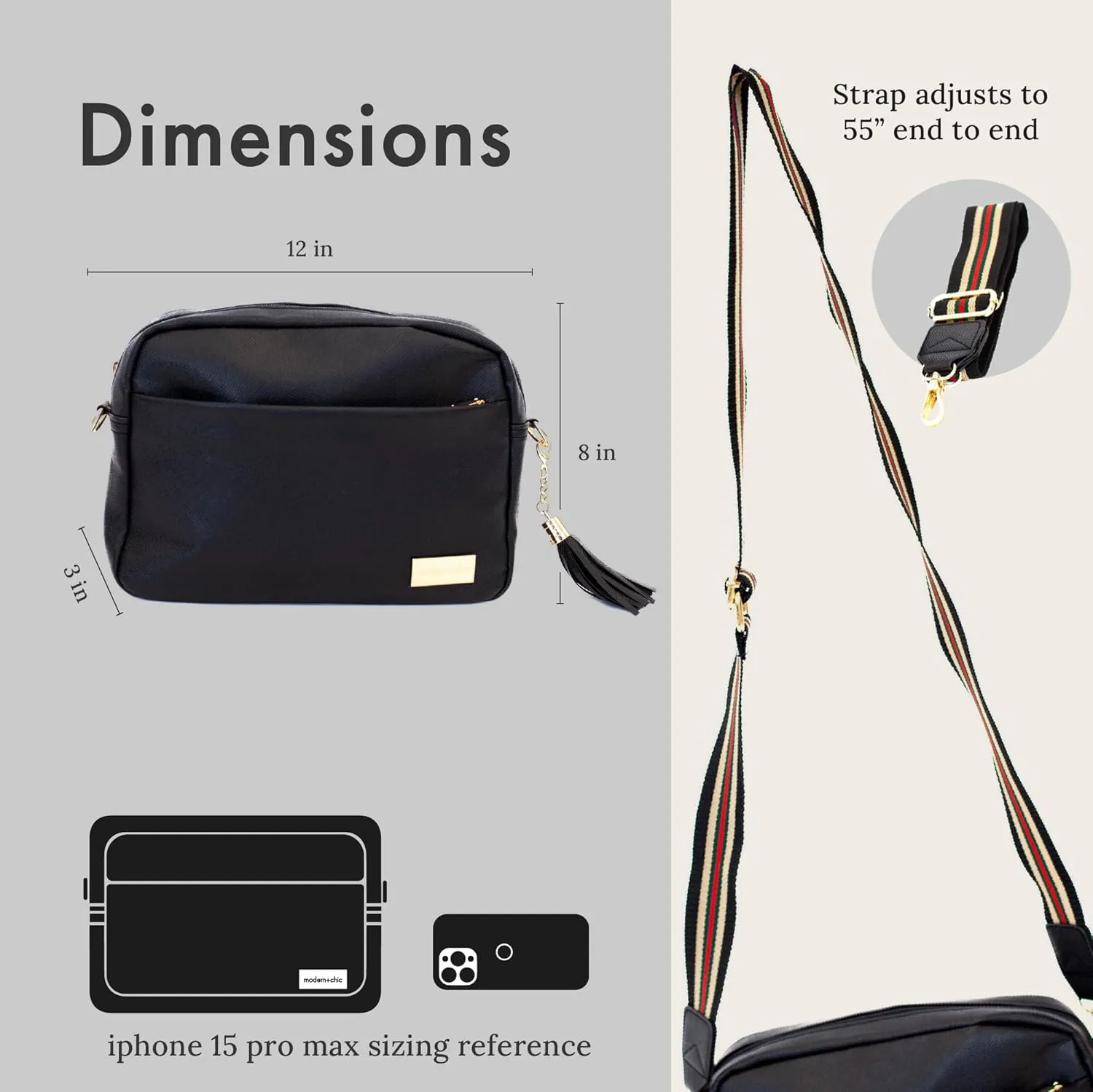 Modern Chic Crossbody Bags for Women - Alice Crossbody Purse, Vegan Leather Sling Bag with Ultra Roomy Interior and Pockets