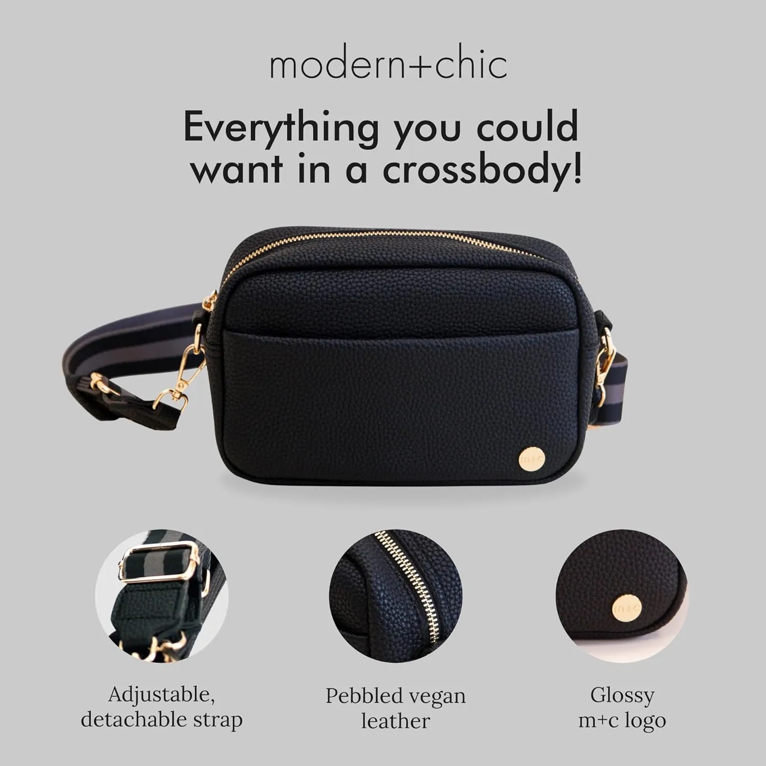 Modern Chic Crossbody Bags for Women - Willow Convertible Crossbody Purse, Vegan Leather Shoulder or Belt Bag with Strap